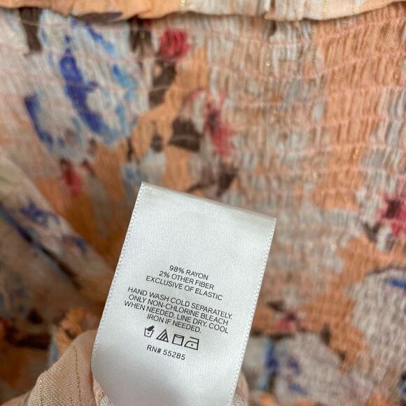 Express Peachy Pink Floral Smocked Mini Dress, XL NWT - Picture 6 of 6